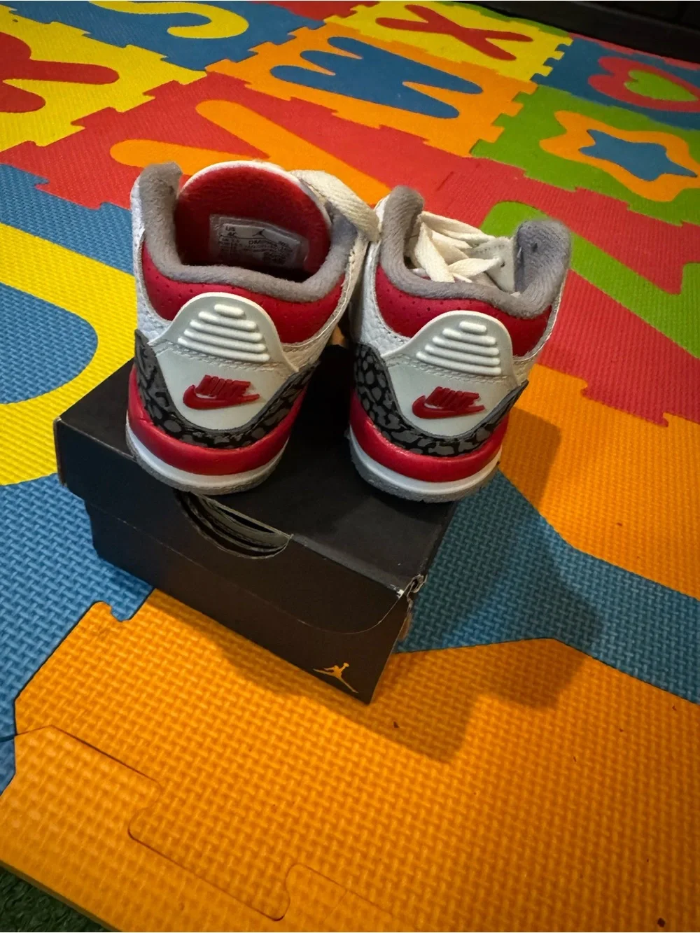 Jordan Kids White, Red and Black Retro Sneakers Excellent Condition